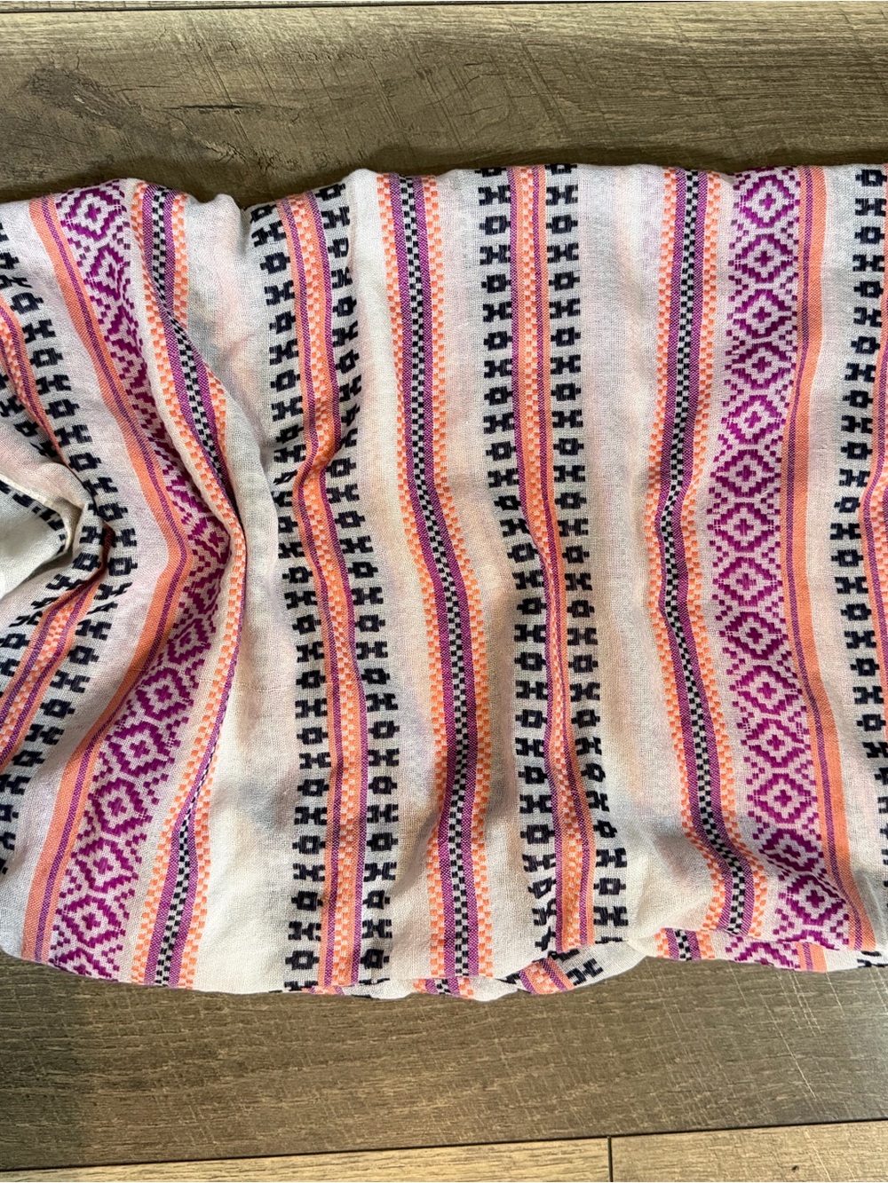 Striped Geometric Infinity Scarf in Pink & Peach - Picture 3 of 4